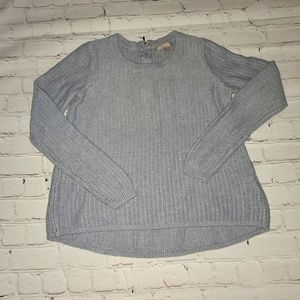 Bananna Republic Swing BF Grey Sky Blue Pullover Sweater Exposed Zipper Medium